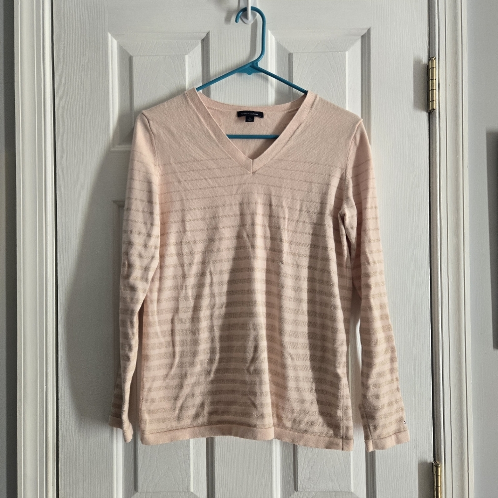 Tommy Hilfiger Light Pink Sparkly V-Neck Sweater